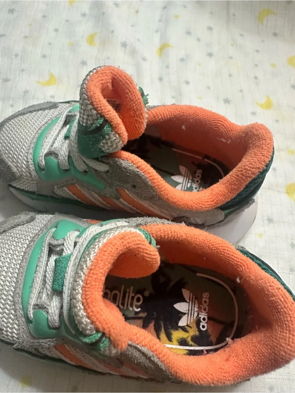 adidas Kids Green, Gray & Orange Athletic Sneakers